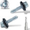 HXJDAM 80pcs Roofing Screws with Rubber Washers, 5.5x25mm Hex Head Self Tapping Screws, Tech Screw for Metal Zinc Plated Corrugated Roofing Cladding Steel Screw for Tin Roof