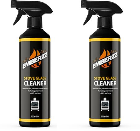 Emberzz Stove Glass Cleaner 2 x 500ml - Dissolves Soot & Grease Quickly, Ideal for Wood & Log Burners