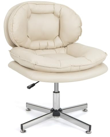 GIANTEX Bürostuhl ohne Armlehne, 360° Drehstuhl mit Kreuzfuß, Höhenverstellbarer Schreibtischstuhl ohne Rollen, ergonomischer Computerstuhl bis 150 kg belastbar