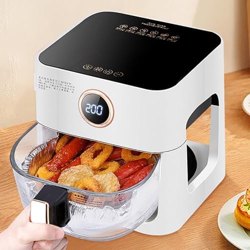 GplHAIN 4L Air Fryer Oven, Household Air Fryer, Glass Non-Stick Blue, Voice Control, With Timer And Temperature Control, Household Oil-Free Air Fryer,A