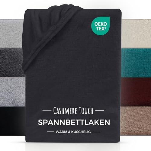 Carpe Sonno Cashmere Touch Spannbettlaken 140x200cm - Kuschel Bettlaken 140x200 - Weiche Fleece Spannbetttücher Winter- Teddy Plüsch Spannbetttuch 140x200 - Anthrazit