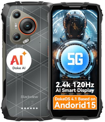 Blackview BL7000 AI 5G Movil Irrompible Android 15-24GB+256GB (TF 2TB), 6.78 2K 120Hz Smartphone, 50MP+32MP, Visión Nocturna 20MP, 5G Dual SIM/NFC/GPS/OTG/Face ID/Dimensity 6300 Movil Resistente