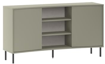 FWStyle Ash Green Curved 2 Door Sideboard Black Legs 150cm
