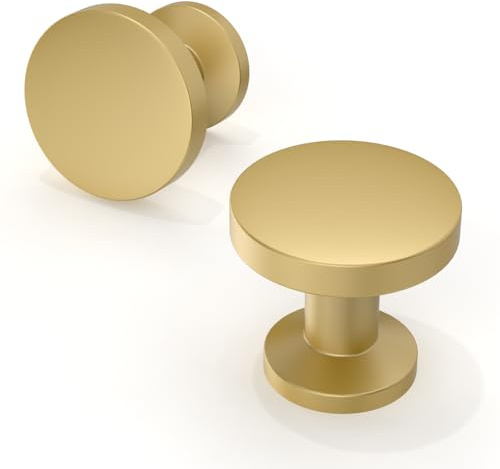 Talentedeco 10 Pack Brushed Gold Kitchen Cabinet Knobs 30mm Solid Zinc Alloy Knobs for Drawers