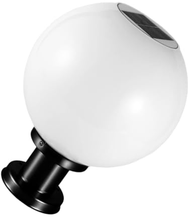SOPOTUTU Lampada Solare a Sfera per Palo da Giardino Esterno 20cm Bianca | Sfere Solari da Giardino Esterno, Base in Acciaio Inox e Paralume Acrilico, per Cancello e Recinzione