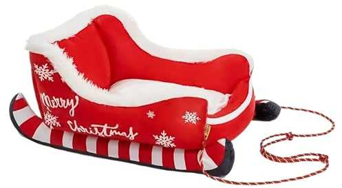 Masoog Warmes Katzenbett Für Den Winter, Weihnachtsschlitten Haustier Warmbett, Wärmende Matte Mit Rutschfester Basis,Waschbares Hundebett Für Kätzchen Winter Katzen Innen Außen Draußen Auto Sofa