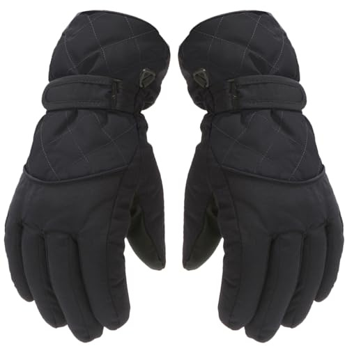2026 Gants chauds coupe-vent d'hiver pour garçons - Patinage en plein air - Gants pour enfants de ski - Mitaines pour enfants de snowboard (noir, 7-11 ans)