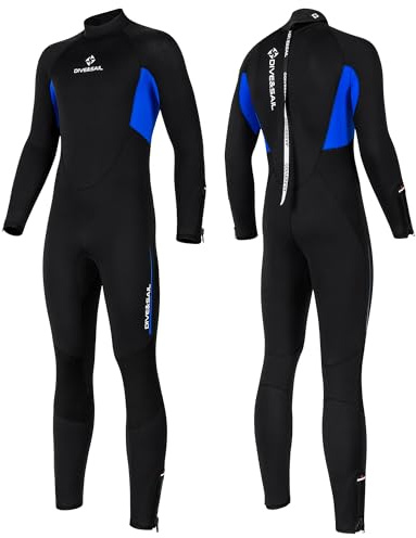 Wetsuit Mens Full Wetsuit 5mm Neoprene Diving Suit Thicken Back Zip Long Sleeve Keep Warm for Scuba Surfing Diving Snorkeling Water Sports L Size