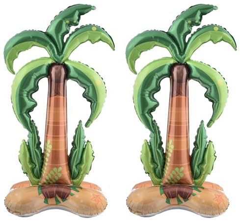 2 Stück Aufblasbare Palme, Hawaii Deko Kokosnuss Palme Aufblasbar, Großer 3D Aufblasbare Palmes Groß, Tropical Island für Geburtstag Sommer Tropical und Strandaktivitäten Deko