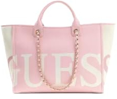 GUESS Borsa Mare da Donna, Rosa, 100% Poliestere, 50x31x18 cm, con Doppio Manico e Tracolla a Catena