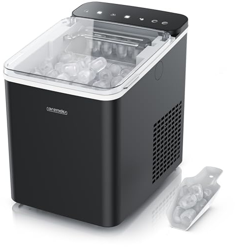 Arendo – Eiswürfelmaschine – Ice Cube Maker – 150 W – 12 kg Eis pro Tag – Automatische Abschaltfunktion – Warnfunktion – kleine Eiswürfel oder große Eiswürfel – leiser Betrieb