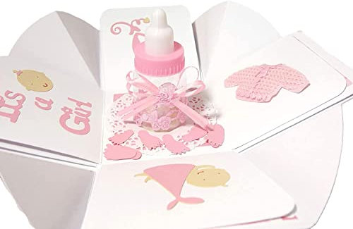 Geldgeschenk Geschenkverpackung Geschenkschachtel Geschenk zur Geburt Baby Mädchen Girl Explosionsbox handgefertigt