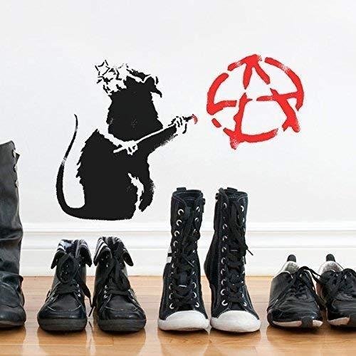 Banksy Rat de L'Anarchie Pochoir | Réutilisable Décoration Murale Pochoir | Graffiti Banksy Style Art Pochoir | Peinture Murs Fabrics & Meuble - semi transparent pochoir, XXL/ 77X116CM