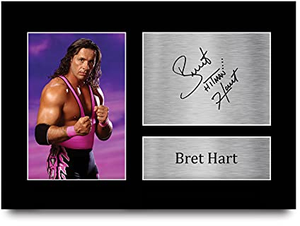 HWC Trading Bret Hitman Hart A4 Ungerahmt Signiert Gedruckt Autogramme Bild Druck-Fotoanzeige Geschenk Für Wwe Wwf Wrestling-Fans