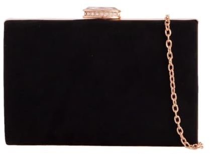 LeahWard Women's Clutch Bag Suede Wedding Evening Party Handbags 672 (Black)