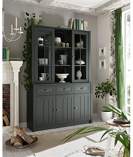 Lomadox Landhaus Buffetschrank in edlem englisch-grün, Breite: 130 cm