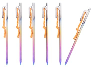 iBasingo 20cm Titan Legierung Zelt Heringe Heavy Duty Zelt Zubehör Bunte Gemahlene Nägel Langlebige Camp Pins Garden Stakes Pegsfür Camping Markise Reisen Tarp 6 Stück/Los Ti4013PS