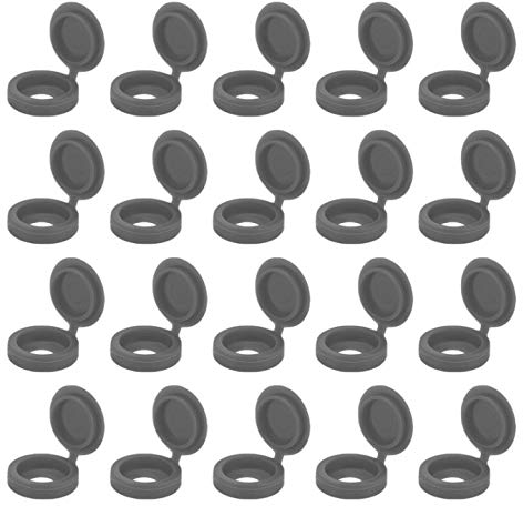 Firtink 200 Pcs Screw Cap, Plastic Hinged Screw Head Covers Screw Cover Caps Snap-on Replacement Screw Decorative Covers, 2 Colors(Grey)
