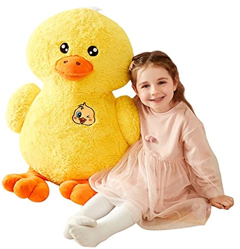 IKASA Groß Ente Stofftier Riesenente Plüschtiere für Kinder - Riesen Kuscheltier Gross Plüschtier Süßes Riesiges Flauschiges Plüschtiere Ente Jumbo Stofftiere Plüsch Spielzeug (Gelb, 50 cm)