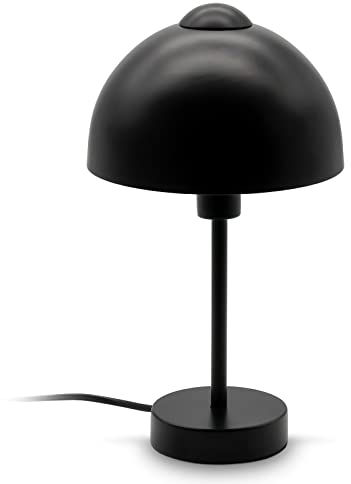 B.K.Licht - Nachttischlampe mit Kabelschalter, E14 Fassung, max. 25 Watt, Tischlampe, Lampe, Schreibtischlampe, Tischleuchte, Bürolampe, Leselampe, Leselicht, 10x32 cm, Schwarz