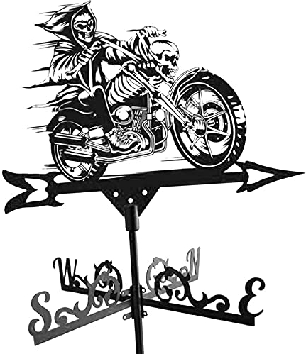 ANCNA Crazy Motorrad Metall Wetterfahne Outdoor Edelstahl Wetterfahne Hof Windfahne Richtung Windgeschwindigkeit Richtungsanzeiger für Hof Garten Pavillon Dekorationen