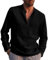 NANAMEEI Stehkragenhemd Herren Henley Shirt Herren Langarm Freizeithemd mit Brusttasche Schwarz M