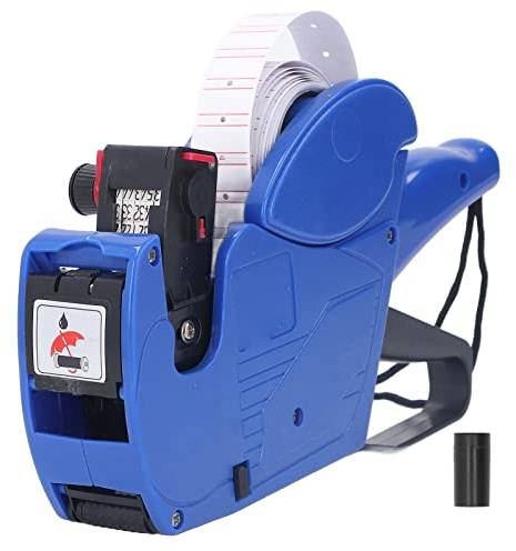 VGEBY Label Printer Price Tag Labeling Machine, 8 Dial Digits Manual Price Labeler Price Labeling Tool Device(Blue)