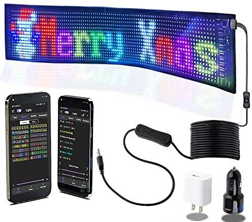 27x5 Inch Large Car Scrolling Display, APP-Controlled Flexible Programmable Sign, Custom Text/Animation for Storefront & Auto Window Advertising