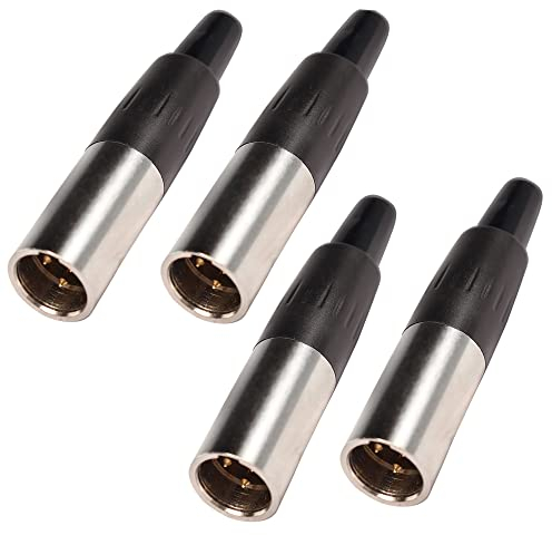 XMSJSIY Conector Mini XLR de 3 pines, adaptador, conector macho para micrófono, conector de audio para micrófono, extremos de cable Mini XLR, enchufe de audio M-Plug 4 unidades