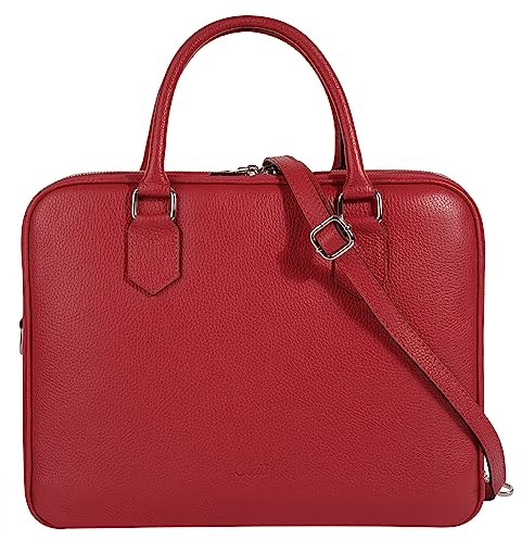 Cluty Aktentasche Echt Leder Damen | Made in Italy, Smartphonefach, Business Tasche, Bürotasche mit Reißverschluss, Damen Handtasche aus Leder | 021833