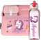 Ferocity Lunchbox Set für Kinder Mädchen zur Schule Personalisiert mit Namen Brotdose Wasserflasche Trinkflasche BPA frei Essen für Unterwegs mit Gabel und Bento Fach To Go My Unicorn [153]