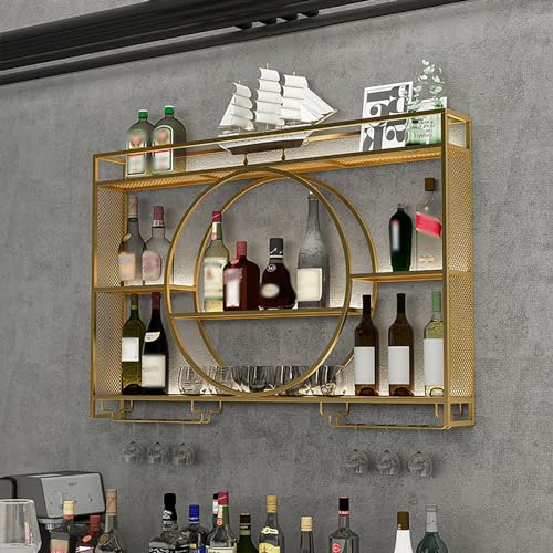 Bouteille Muraux Métalique Étagère À Vin Étagères Polyvalentes En Métal Pour Bar Casier À Vin En Fer Pour Cave Porte Bouteille Muraux Industriels Pour Cuisine,Cave À Vin ( Color : Gold , Size : 100*15