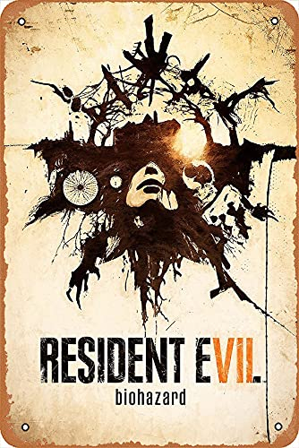Zuhhgii Retro-Blechschild Resident Evil 7 Biohazard Poster Vintage Wanddekoration Metallschild, Bar, Man Cave, Kunstdekoration, 20,3 x 30,5 cm.