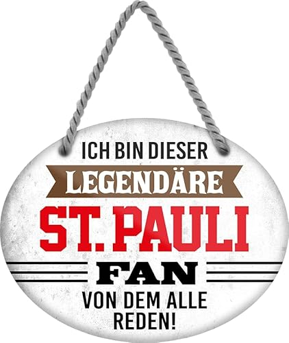 Blechschild ''Ich bin dieser legendäre St. Pauli Fan'' 18x14cm Geschenk Lustige Sprüche Feier Vintage Retro Geburtstag Deko Party Überraschung Fan Fußball Mannschaft Verein Bolzen