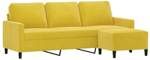 vidaXL Canapé à 3 Places avec Repose-Pieds Jaune 180 cm Velours, canapé, canapé avec Repose-Pieds, canapé Trois Places, canapé 3 Places, Fauteuil