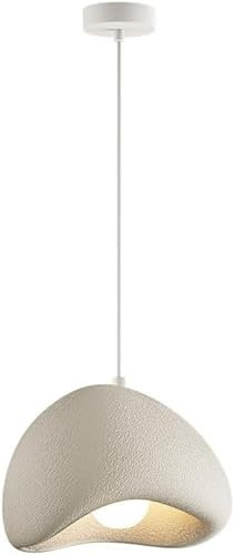YOMMIOO Éclairage Suspendu Japonais, Lustre Côtier en Béton À Suspension en Forme De Dôme E27, Lampe Suspendue De Restaurant De Couloir Industriel Blanc Gris De Cuisine for Ferme (Color : White, Siz