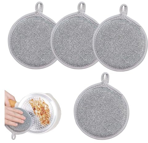 4 Stück Multipurpose Wire Dishwashing Rags,Stahldraht-Geschirrspüllappen,Wiederverwendbar Topfreiniger Putzlappen,Mehrzweck Geschirrspüllappen Aus Draht Für Nass Und Trocken,Spülschwamm Waschbar
