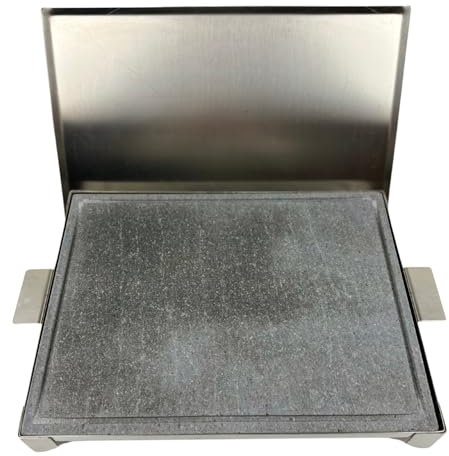 Vulcaninox | Piastra in Pietra lavica dell'Etna con telaio in Acciaio Inox | barbecue, forno | MADE IN ITALY (40 x 30 x 5)