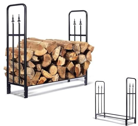 Étagère à bois de chauffage en acier robuste pour poêle, foyer, cheminée, 119,4 cm, support de rangement en bois d'intérieur et d'extérieur
