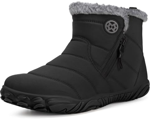 Eagsouni Barfußschuhe Herren Damen Gefüttert Winterschuhe Warm Winterstiefel Winter Boots, Schwarz, 40 EU