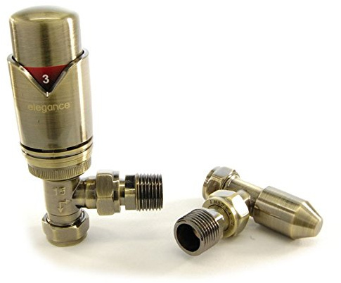 Wave TRV angled wheelhead & lockshield - Antique Brass