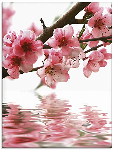 ARTland Wanddeko Glasbilder Wandbild Glas Bild einteilig 45x60 cm Hochformat Natur Blumen Blüten Kirschblüten Baum Frühling T5PL
