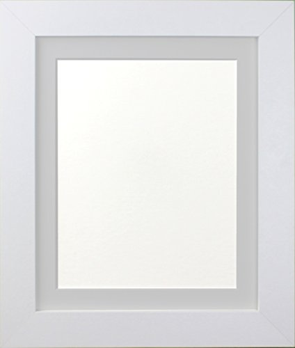 FRAMES BY POST 39mm White Picture Photo Frame with Light Grey Mount 30 x 24 For Pic Size 24 x 18 (Plastic Glass)