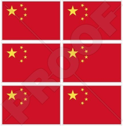 CHINA Chinesische Flagge Volksrepublik China 40mm Mobile, Handy Vinyl Mini Aufkleber, Abziehbilder x6 Stickers