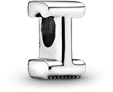 PANDORA Moments Buchstabe I - wendbares Alphabet-Charm aus Sterling-Silber mit geprägten Herzen und Perlen an der Rückseite - kompatibel mit Armbändern Moments Kollektion