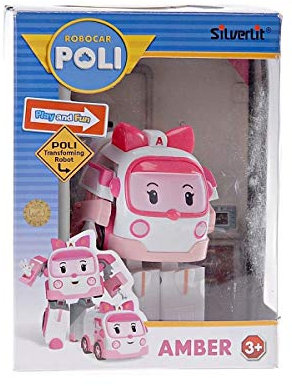 ROBOCAR POLI 54210 Robocar Transformable Ambre l'ambulancière-Réplique Officielle-Se transforme Robot ou en Voiture Super rapidement-10 cm-Jouet Maternelle, Plastique, Multicolore, 10 cm