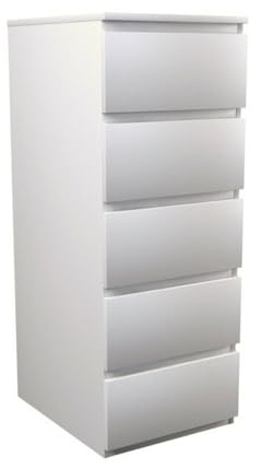 WHATSIZE ENTERPRISE – Moderna – Large Chest of Drawers – Contemporary 5 Drawer Tall Dresser & Filing Cabinets - Office, Lounge & Bedroom Furniture Storage Cabinet, White