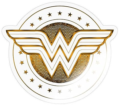Spreadshirt DC Comics Wonder Woman Logo Mit Sternchen Sticker Aufkleber, 10 x 10 cm, Transparent glänzend