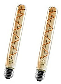 Ruihua T30 Edison Glühbirne LED 4W 185mm Nicht Dimmbar Rohr Bernstein Glas Beleuchtung Warmweiß 2200K Vintage Retro Filament Lampe Schraubverschluss E27(2 Packungen)