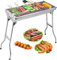 Griglia a carbonella, barbecue in acciaio inox, pieghevole, portatile, per cucinare all'aperto, campeggio, escursionismo, picnic, zaino in spalla, grande
